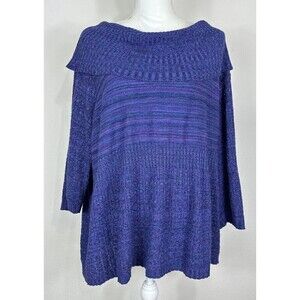 Catherines Purple Cowl Neck Sweater Plus 3X Petite Short Sleeve Knit Pullover